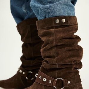 🧜🏻‍♀️NWT Free People Dark Brown Suede Boots